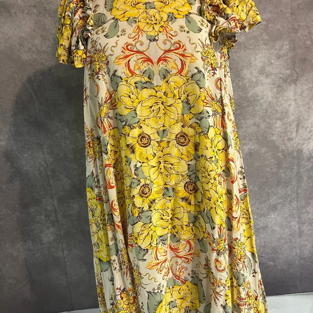 Free People Floral Yellow‎ Short Dress XS